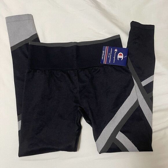 NEW! Champions woven compression black striped leggings size Small - Picture 4 of 4